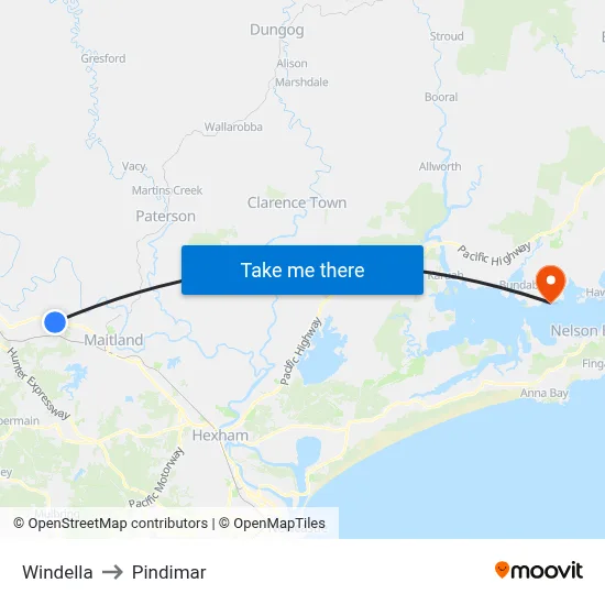 Windella to Pindimar map