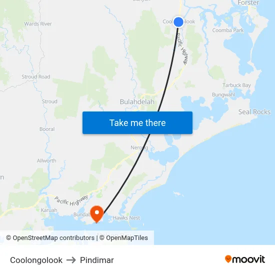 Coolongolook to Pindimar map