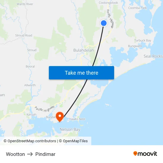 Wootton to Pindimar map