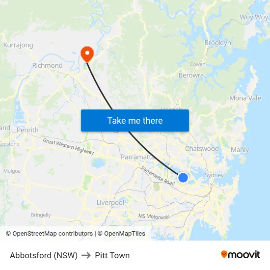 Abbotsford (NSW) to Pitt Town map