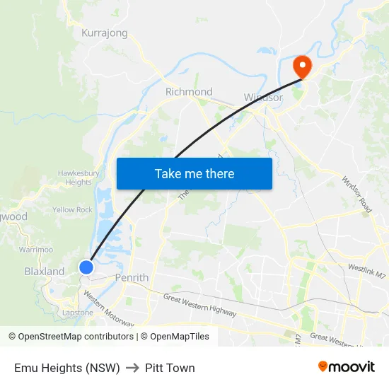 Emu Heights (NSW) to Pitt Town map