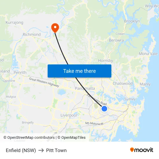 Enfield (NSW) to Pitt Town map