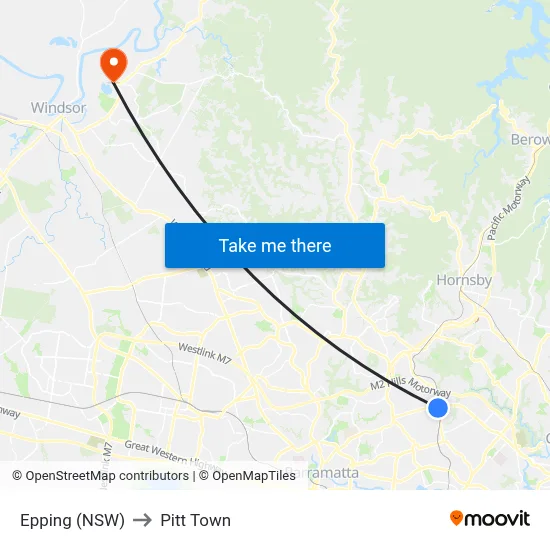 Epping (NSW) to Pitt Town map