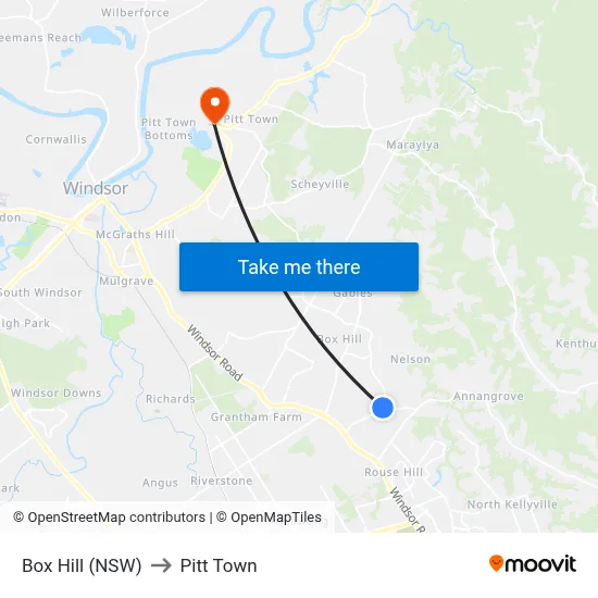 Box Hill (NSW) to Pitt Town map