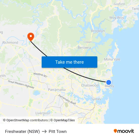 Freshwater (NSW) to Pitt Town map