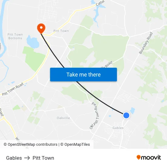 Gables to Pitt Town map