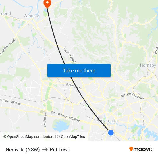 Granville (NSW) to Pitt Town map