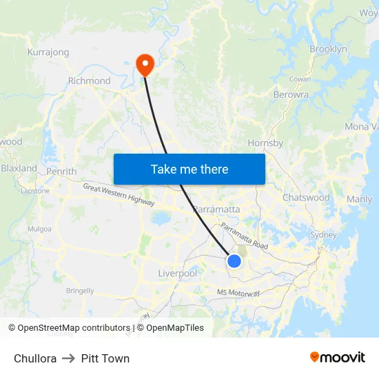 Chullora to Pitt Town map