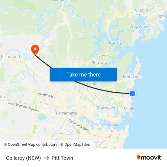 Collaroy (NSW) to Pitt Town map