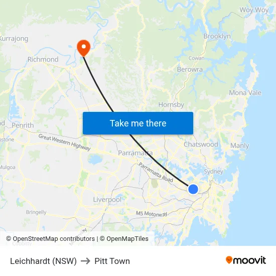 Leichhardt (NSW) to Pitt Town map