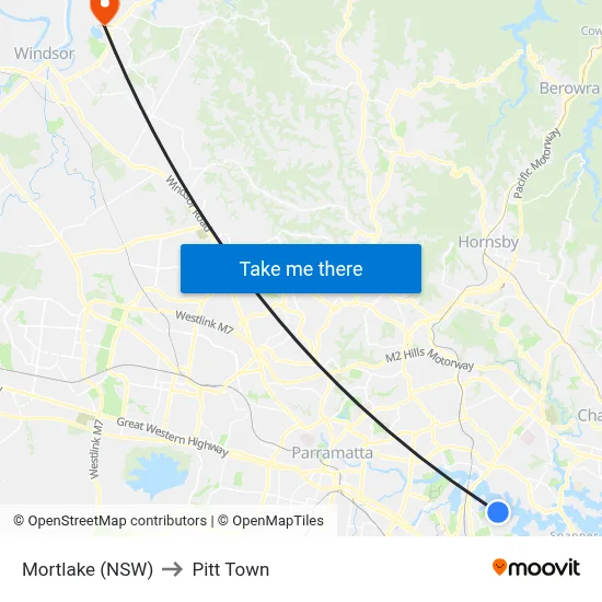 Mortlake (NSW) to Pitt Town map