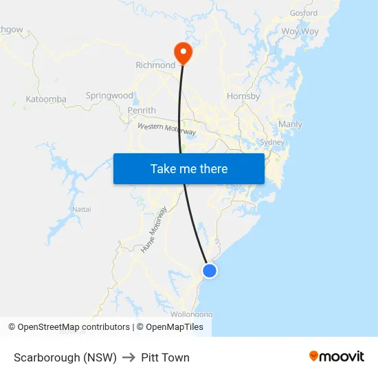 Scarborough (NSW) to Pitt Town map