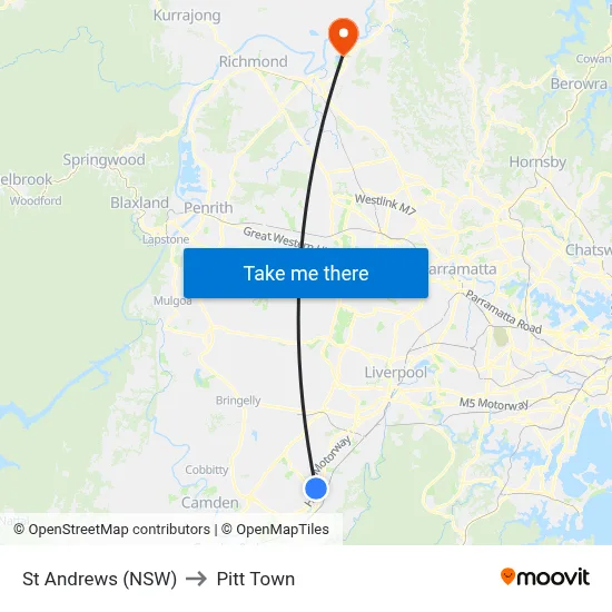 St Andrews (NSW) to Pitt Town map