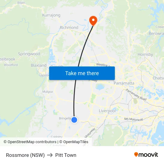 Rossmore (NSW) to Pitt Town map