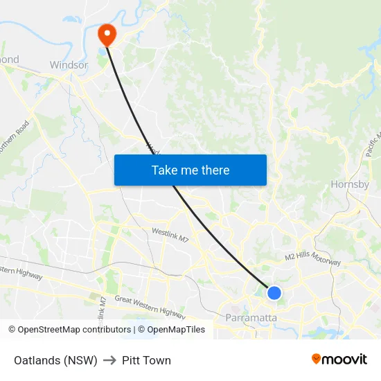 Oatlands (NSW) to Pitt Town map