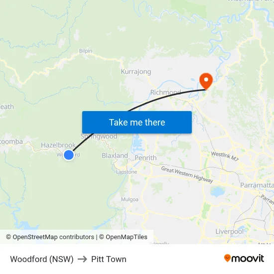 Woodford (NSW) to Pitt Town map