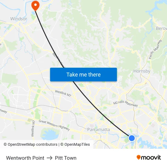 Wentworth Point to Pitt Town map