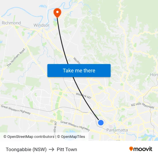 Toongabbie (NSW) to Pitt Town map