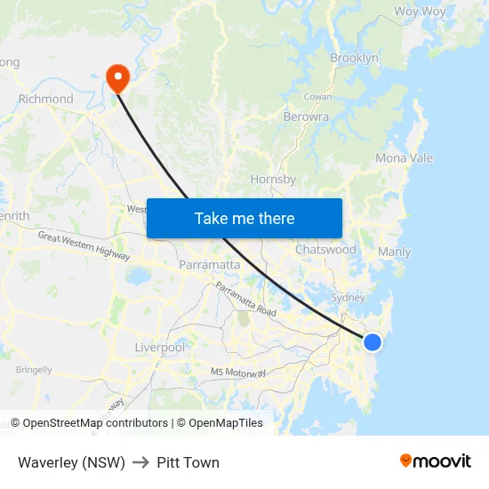 Waverley (NSW) to Pitt Town map