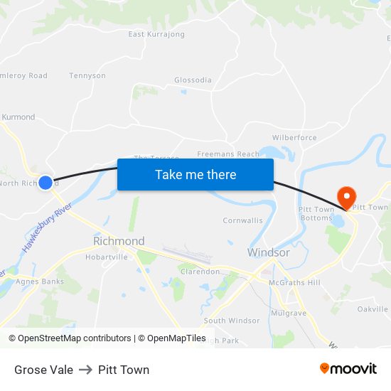 Grose Vale to Pitt Town map