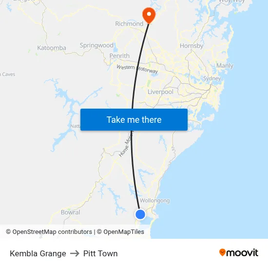 Kembla Grange to Pitt Town map