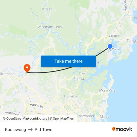 Koolewong to Pitt Town map