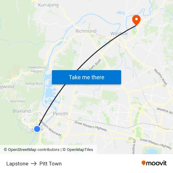 Lapstone to Pitt Town map