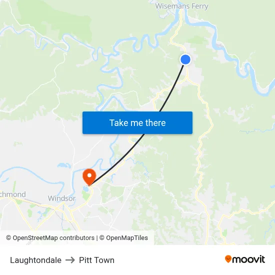 Laughtondale to Pitt Town map