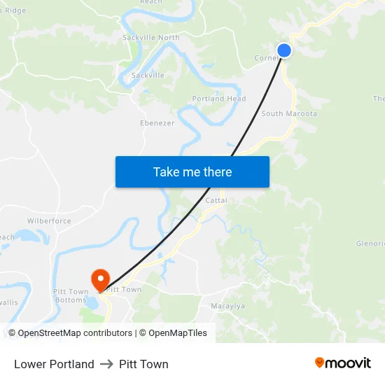 Lower Portland to Pitt Town map
