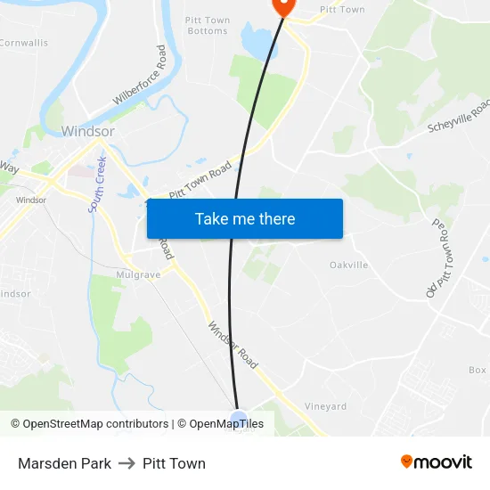 Marsden Park to Pitt Town map