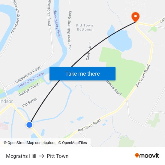 Mcgraths Hill to Pitt Town map