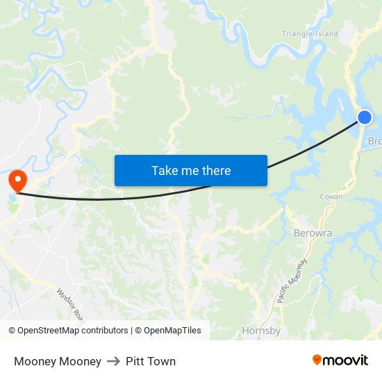 Mooney Mooney to Pitt Town map