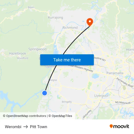 Werombi to Pitt Town map