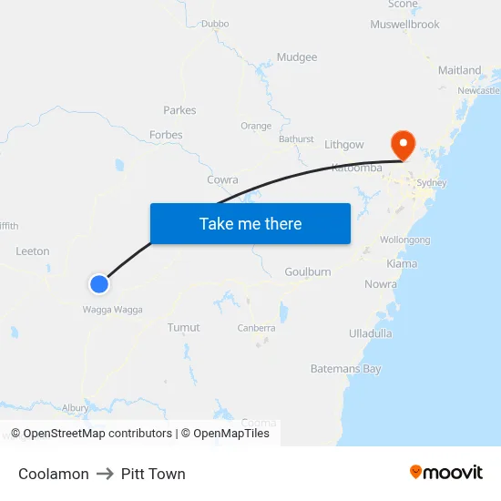 Coolamon to Pitt Town map
