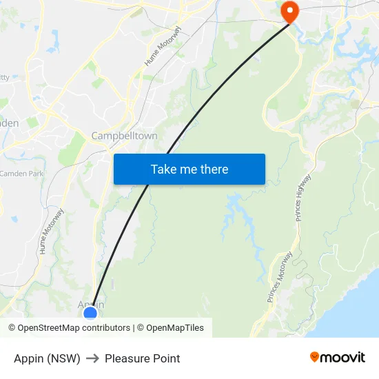 Appin (NSW) to Pleasure Point map