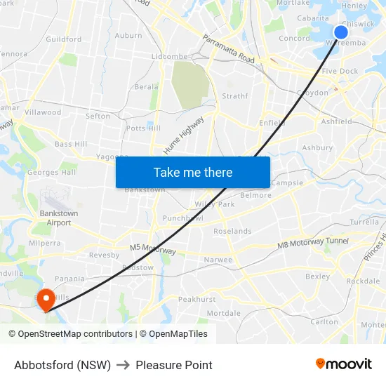 Abbotsford (NSW) to Pleasure Point map