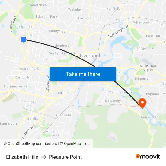Elizabeth Hills to Pleasure Point map
