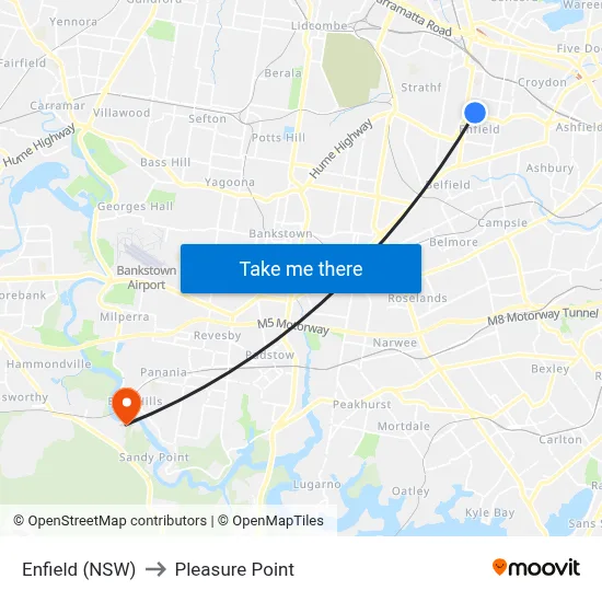 Enfield (NSW) to Pleasure Point map