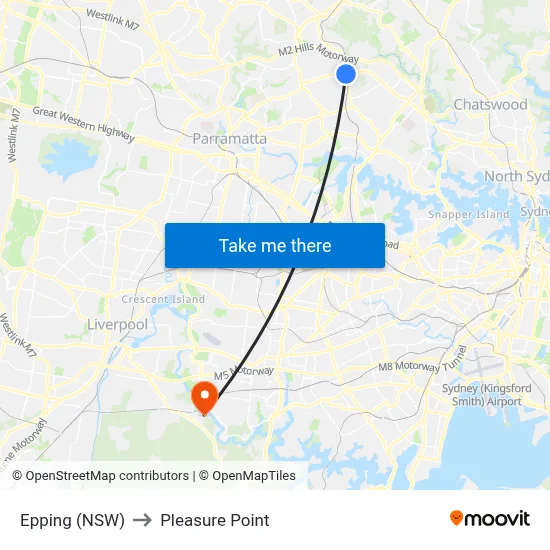 Epping (NSW) to Pleasure Point map