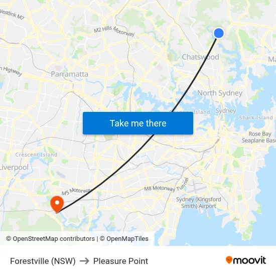 Forestville (NSW) to Pleasure Point map
