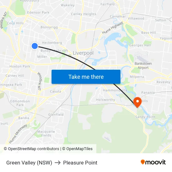 Green Valley (NSW) to Pleasure Point map