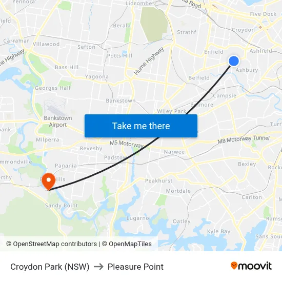 Croydon Park (NSW) to Pleasure Point map