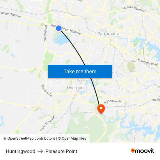 Huntingwood to Pleasure Point map