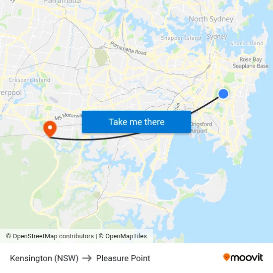 Kensington (NSW) to Pleasure Point map