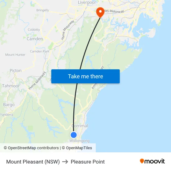 Mount Pleasant (NSW) to Pleasure Point map