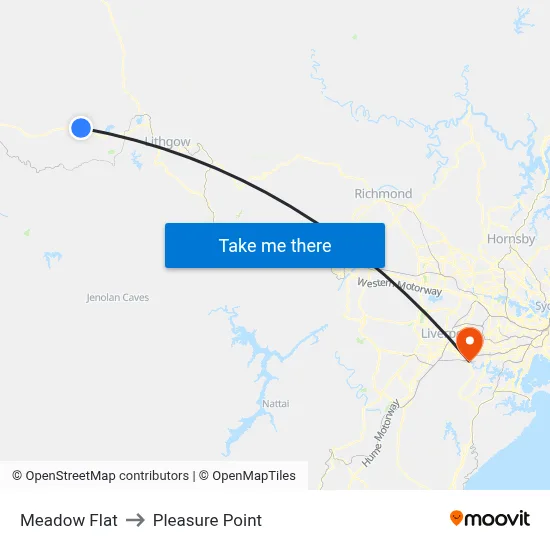 Meadow Flat to Pleasure Point map
