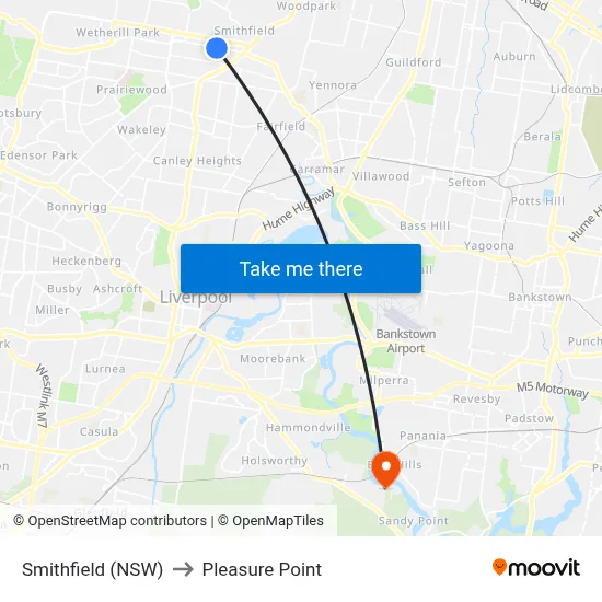 Smithfield (NSW) to Pleasure Point map