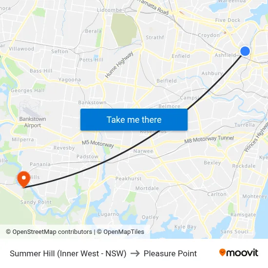 Summer Hill (Inner West - NSW) to Pleasure Point map