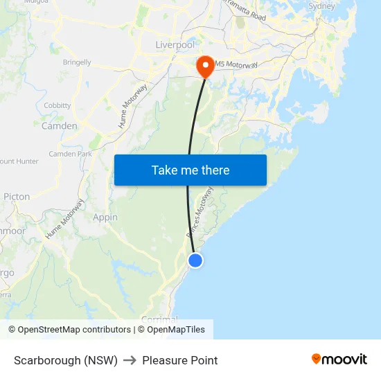 Scarborough (NSW) to Pleasure Point map
