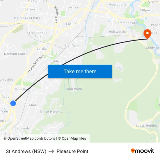 St Andrews (NSW) to Pleasure Point map